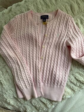 Polo by Ralph Lauren Light Pink Cable-Knit Cardigan